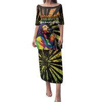 Reggae Legend Bob Family Matching Puletasi and Hawaiian Shirt Grunge Style - Wonder Print Shop