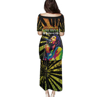 Reggae Legend Bob Family Matching Puletasi and Hawaiian Shirt Grunge Style - Wonder Print Shop