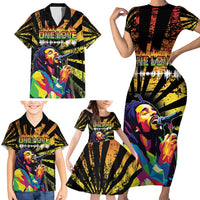 Reggae Legend Bob Family Matching Short Sleeve Bodycon Dress and Hawaiian Shirt Grunge Style - Wonder Print Shop