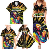 Reggae Legend Bob Family Matching Summer Maxi Dress and Hawaiian Shirt Grunge Style - Wonder Print Shop