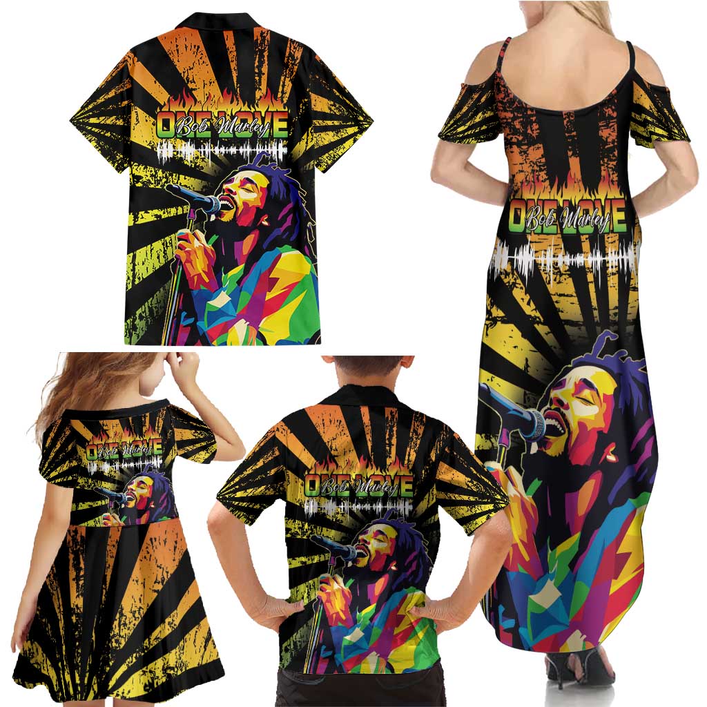 Reggae Legend Bob Family Matching Summer Maxi Dress and Hawaiian Shirt Grunge Style - Wonder Print Shop