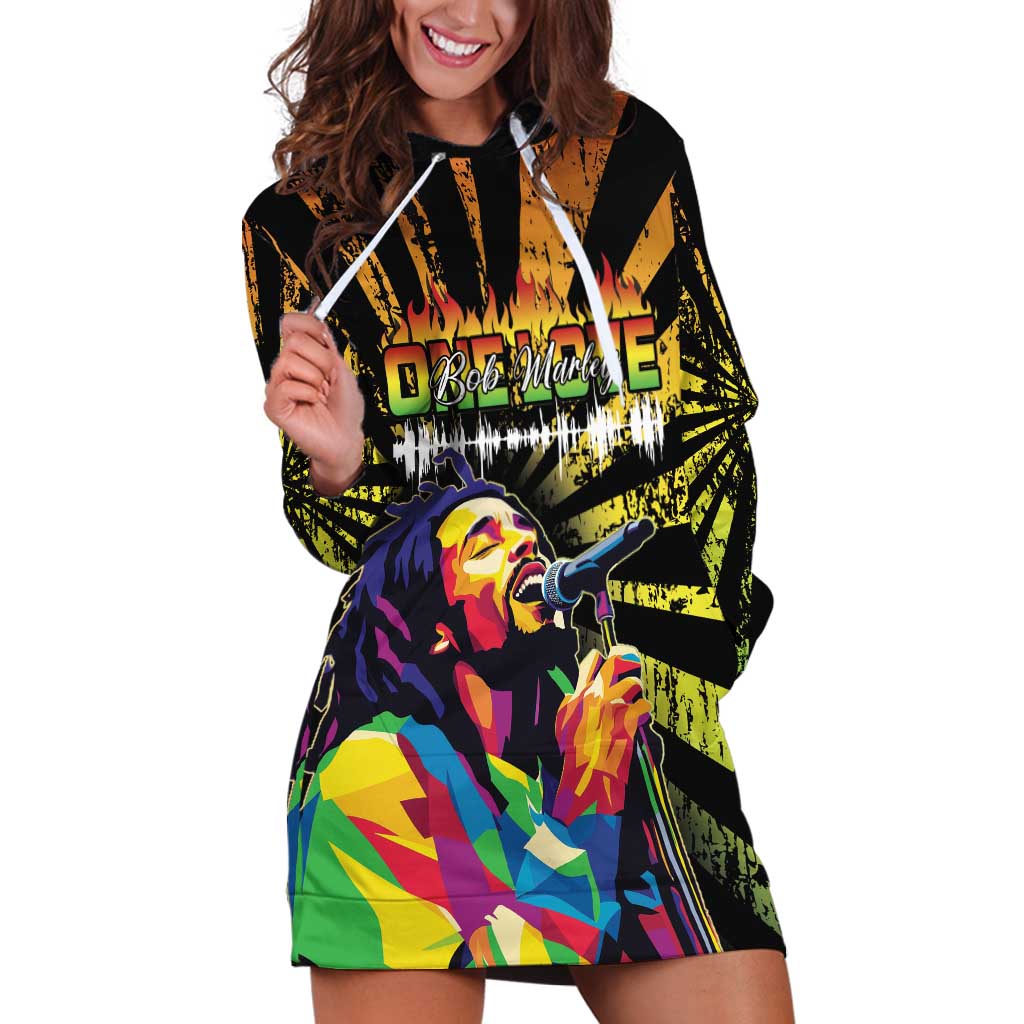 Reggae Legend Bob Hoodie Dress Grunge Style - Wonder Print Shop
