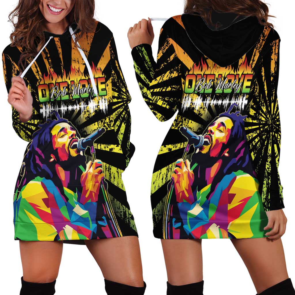 Reggae Legend Bob Hoodie Dress Grunge Style - Wonder Print Shop