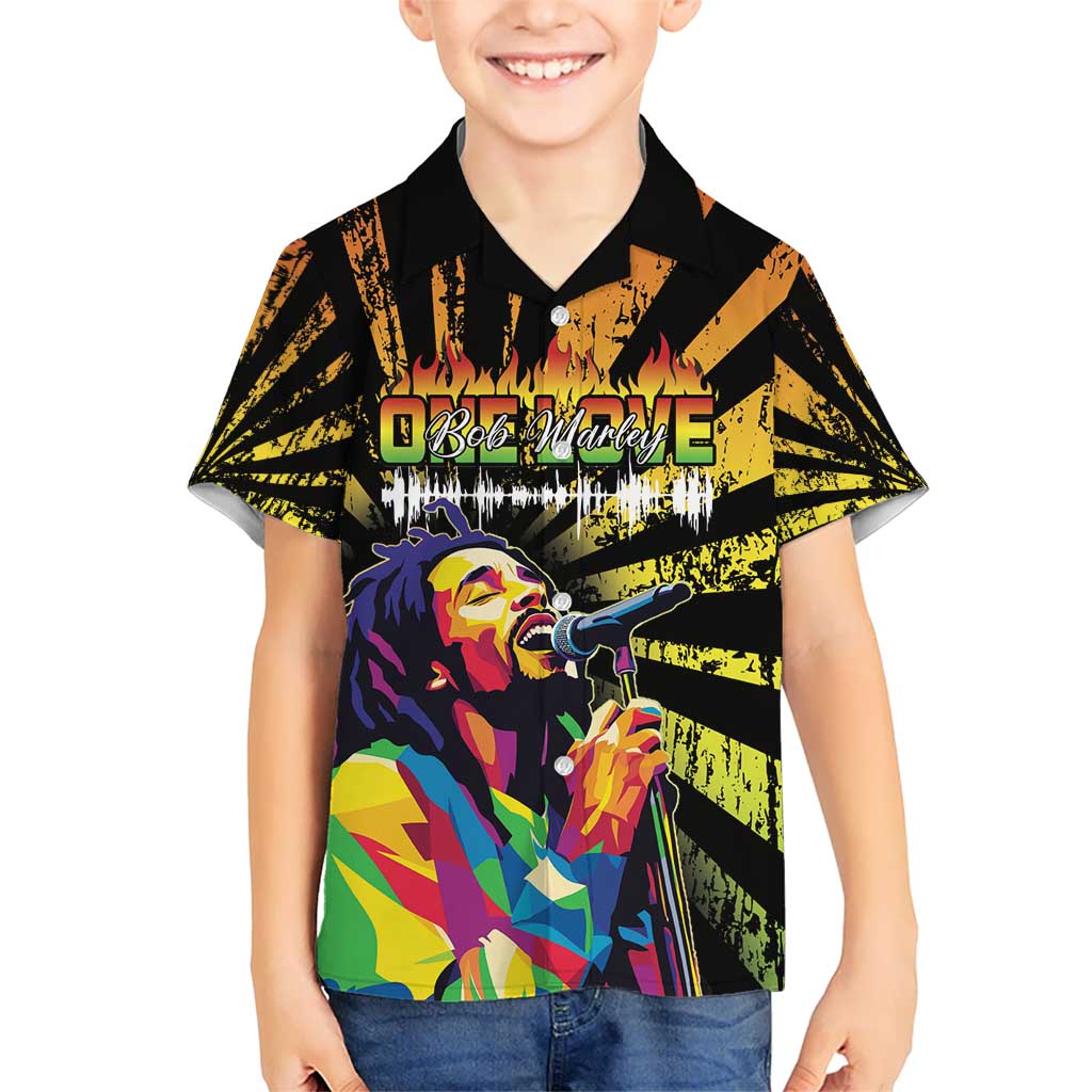 Reggae Legend Bob Kid Hawaiian Shirt Grunge Style - Wonder Print Shop
