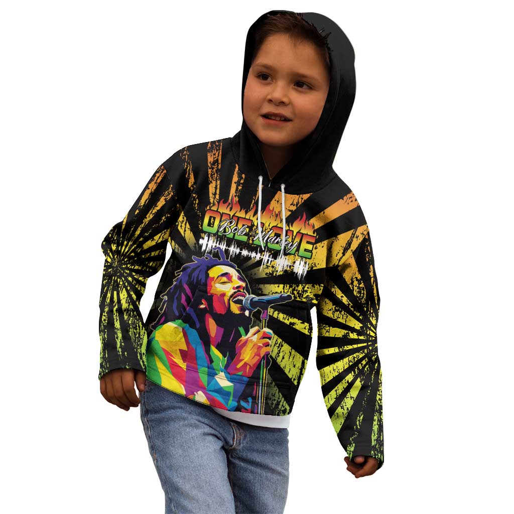 Reggae Legend Bob Kid Hoodie Grunge Style - Wonder Print Shop