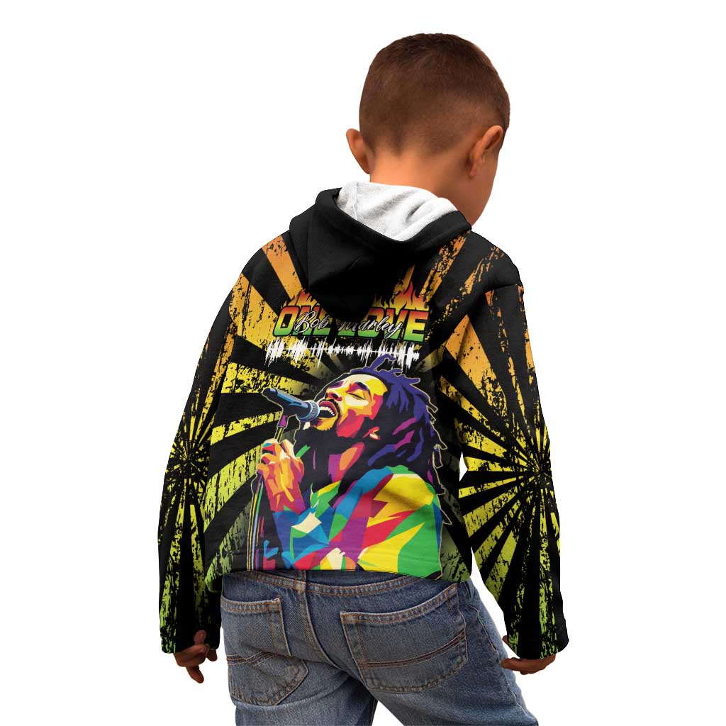 Reggae Legend Bob Kid Hoodie Grunge Style - Wonder Print Shop