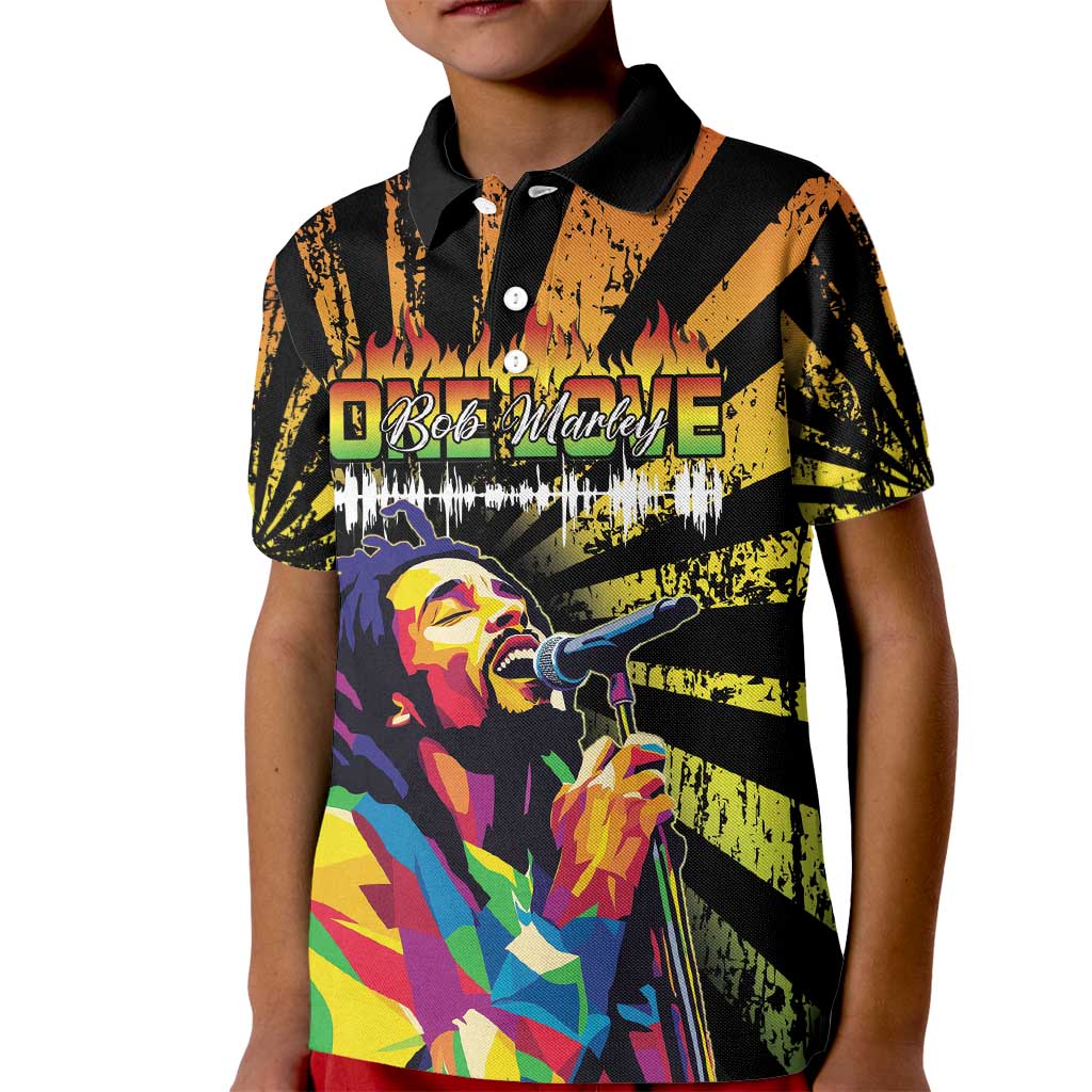 Reggae Legend Bob Kid Polo Shirt Grunge Style - Wonder Print Shop