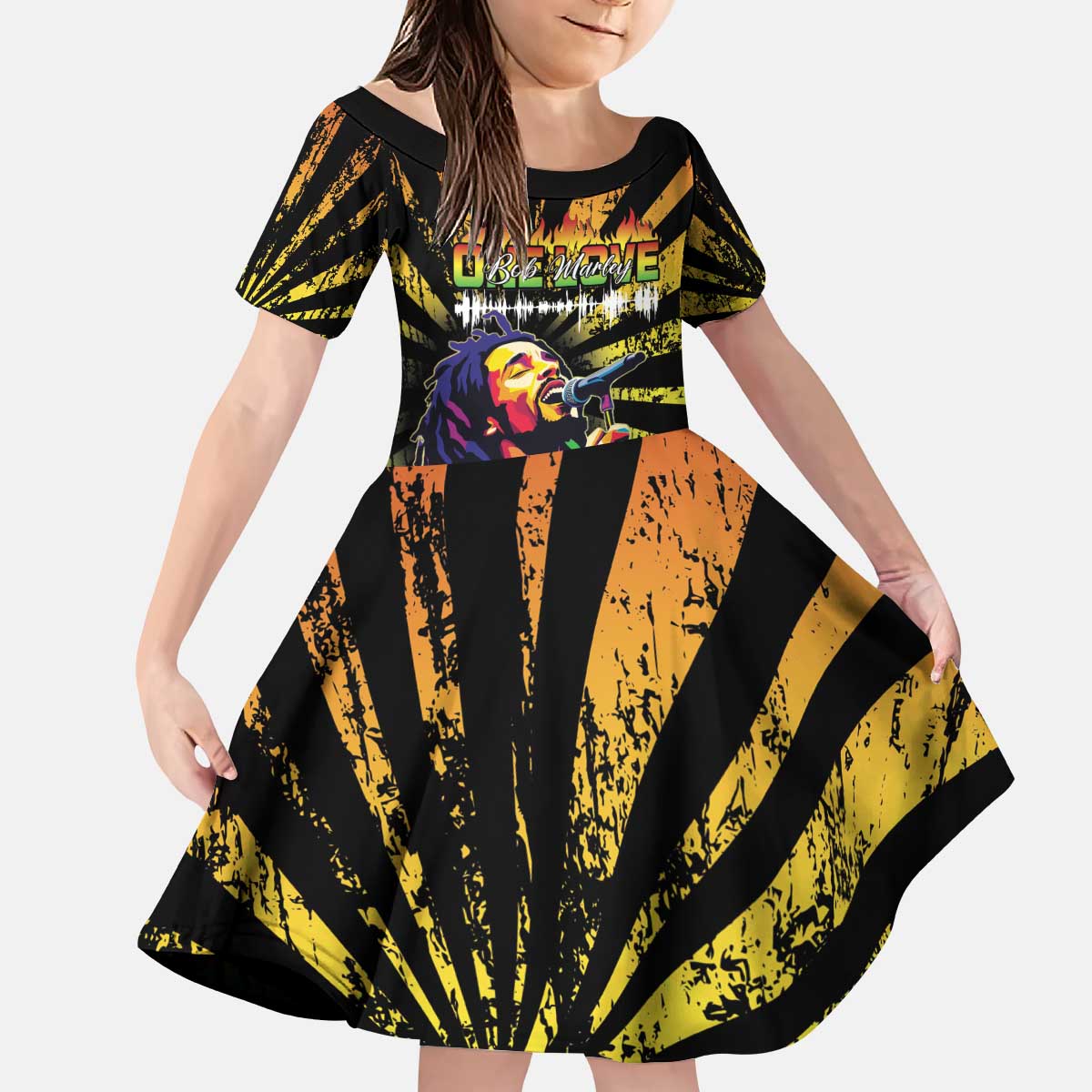 Reggae Legend Bob Kid Short Sleeve Dress Grunge Style - Wonder Print Shop