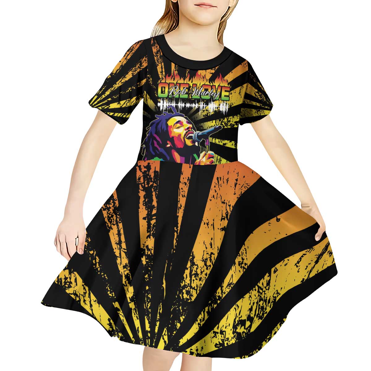Reggae Legend Bob Kid Short Sleeve Dress Grunge Style - Wonder Print Shop