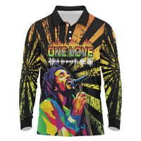 Reggae Legend Bob Long Sleeve Polo Shirt Grunge Style - Wonder Print Shop