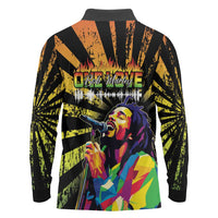 Reggae Legend Bob Long Sleeve Polo Shirt Grunge Style - Wonder Print Shop