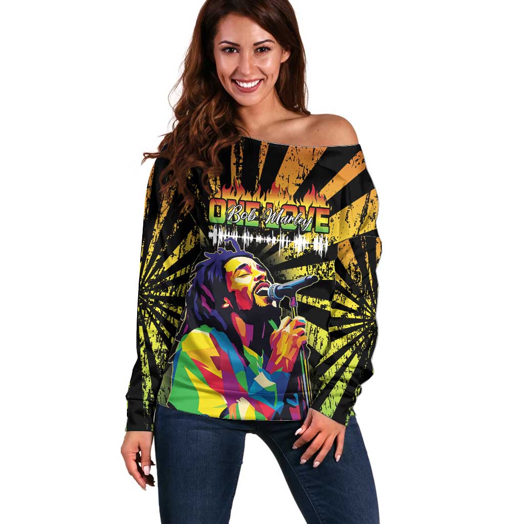 Reggae Legend Bob Off Shoulder Sweater Grunge Style - Wonder Print Shop