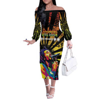Reggae Legend Bob Off The Shoulder Long Sleeve Dress Grunge Style - Wonder Print Shop