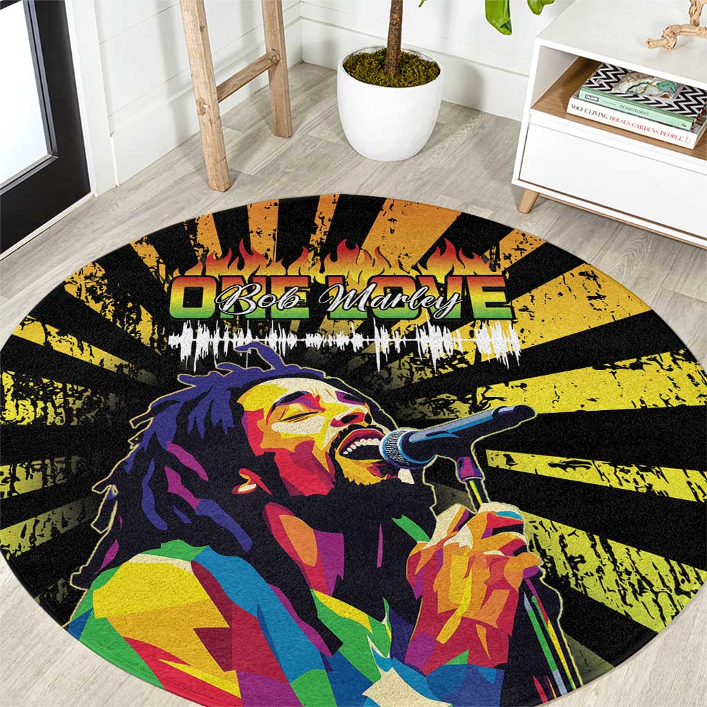 Reggae Legend Bob Round Carpet Grunge Style