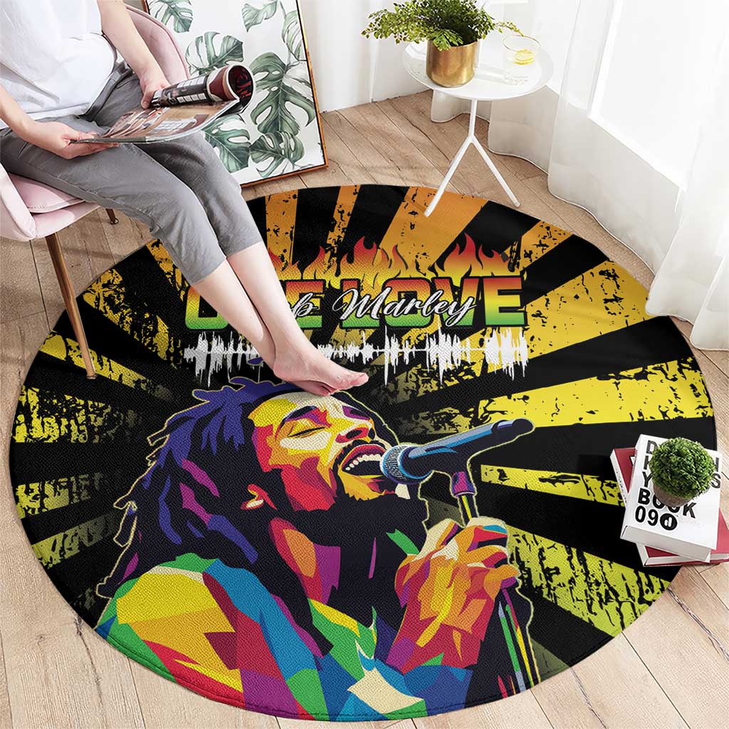Reggae Legend Bob Round Carpet Grunge Style
