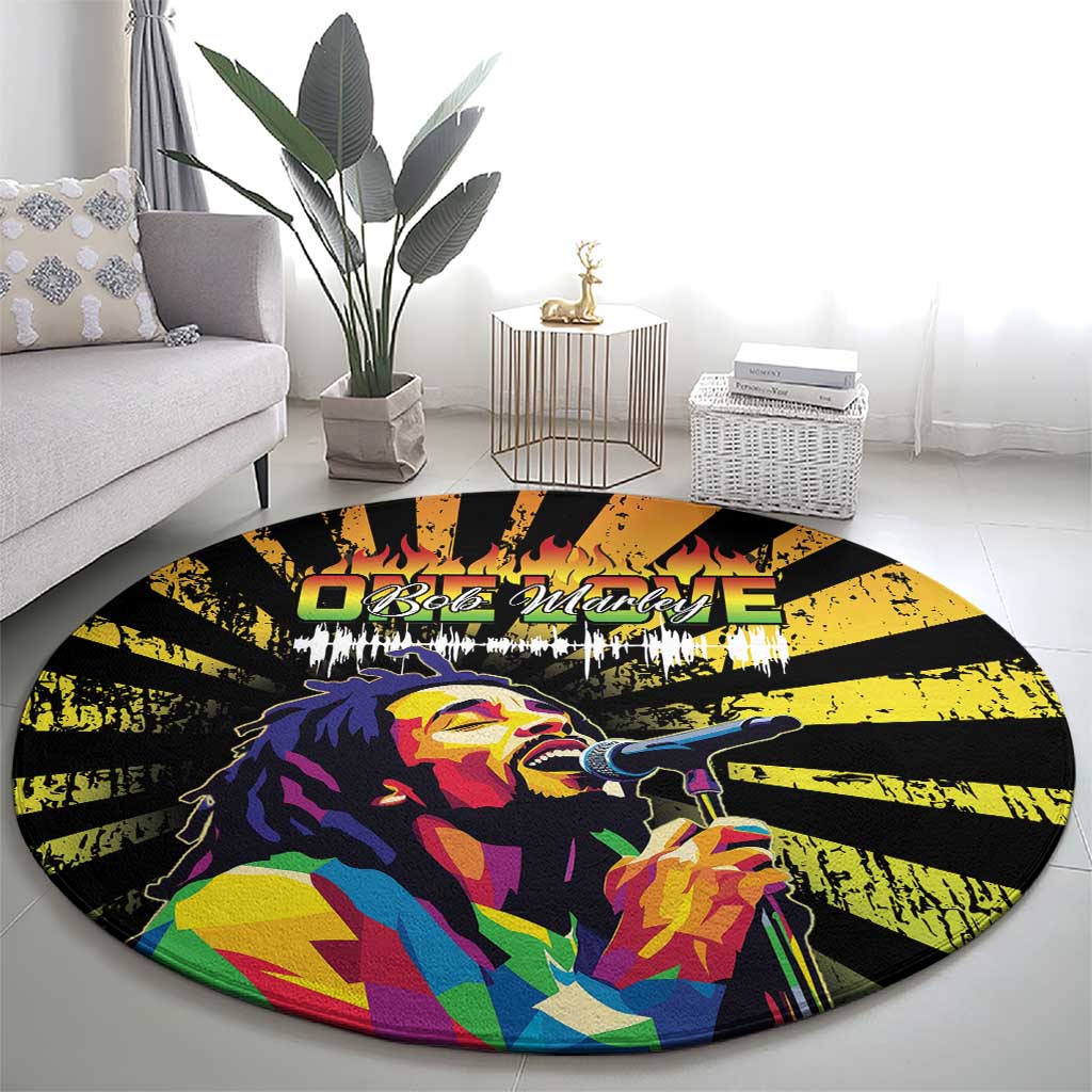 Reggae Legend Bob Round Carpet Grunge Style
