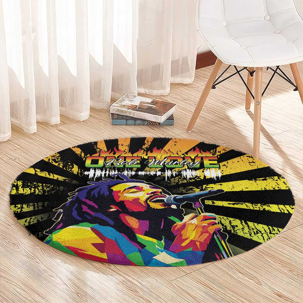 Reggae Legend Bob Round Carpet Grunge Style