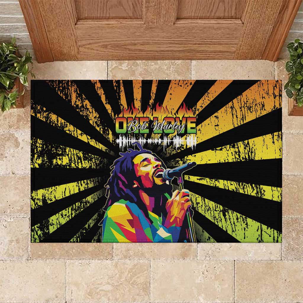 Reggae Legend Bob Rubber Doormat Grunge Style - Wonder Print Shop