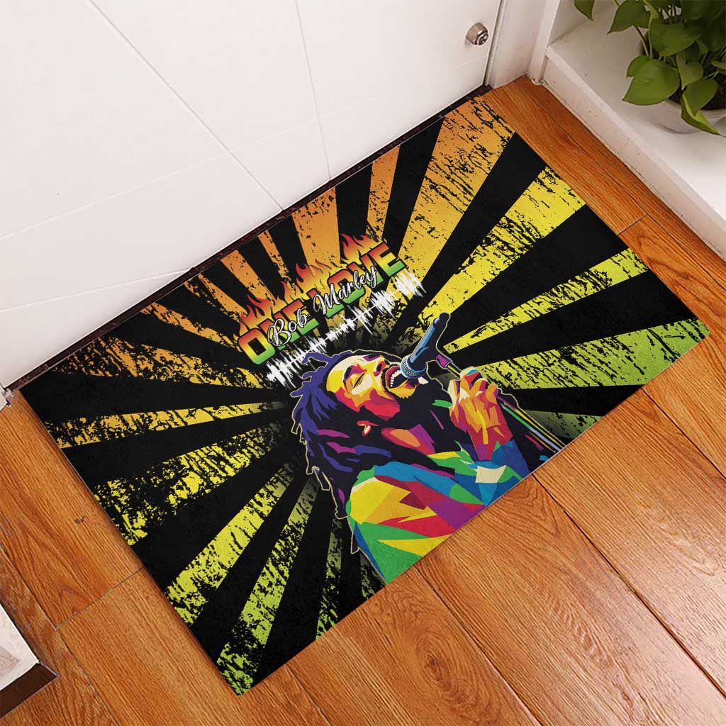 Reggae Legend Bob Rubber Doormat Grunge Style - Wonder Print Shop