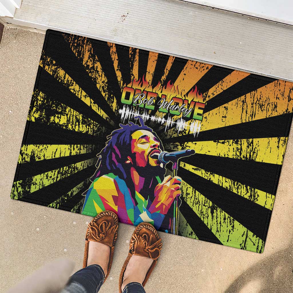 Reggae Legend Bob Rubber Doormat Grunge Style - Wonder Print Shop