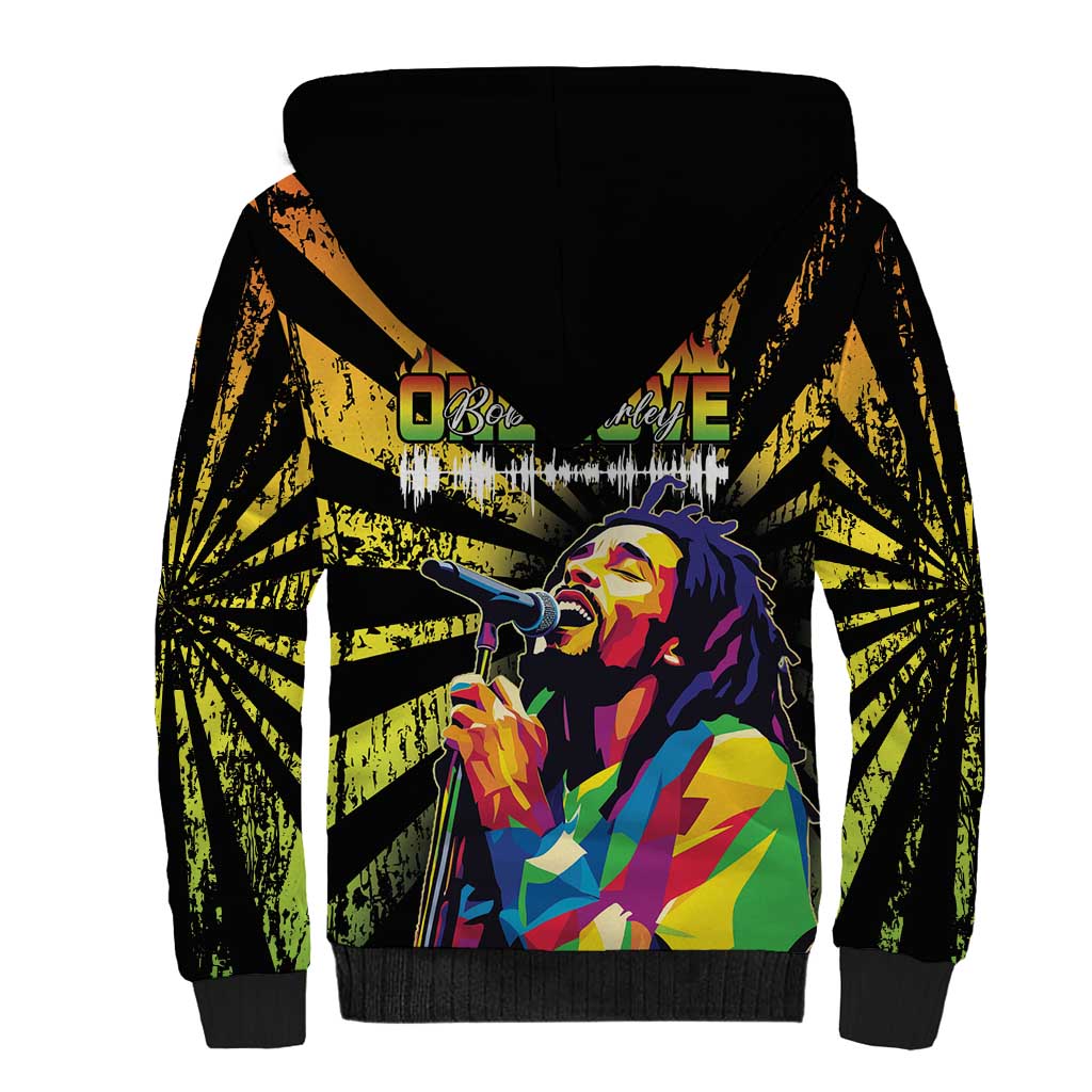 Reggae Legend Bob Sherpa Hoodie Grunge Style - Wonder Print Shop