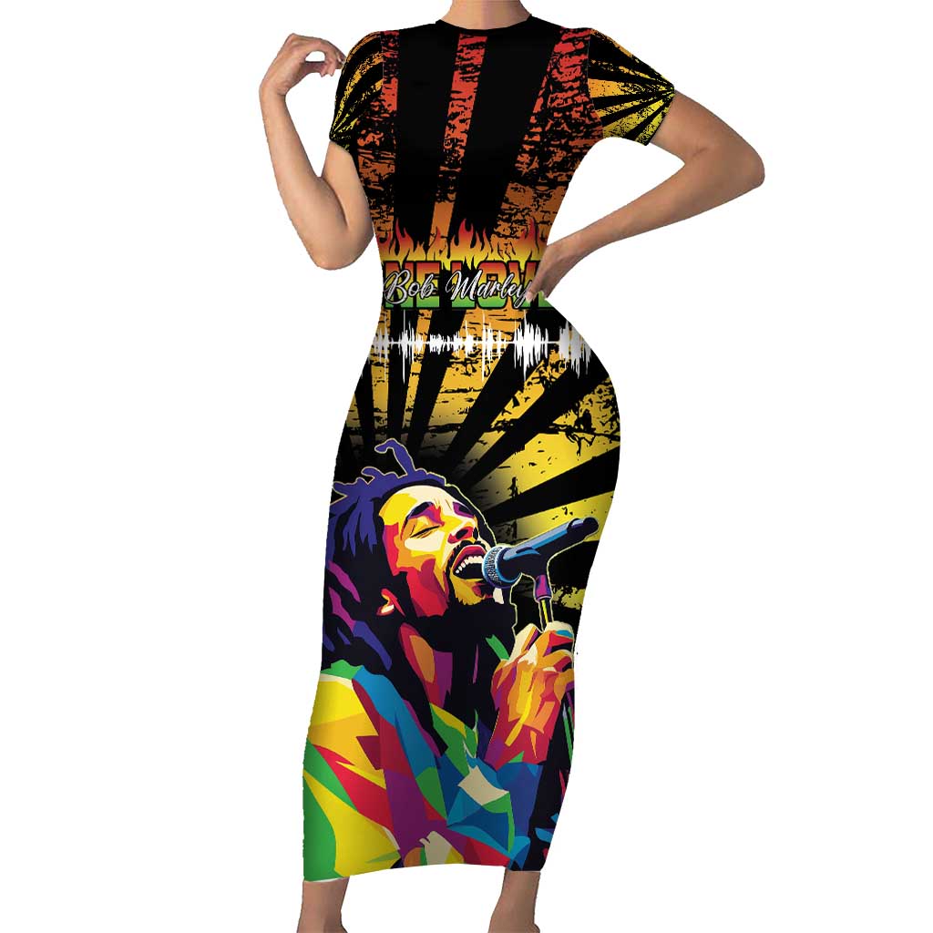 Reggae Legend Bob Short Sleeve Bodycon Dress Grunge Style - Wonder Print Shop