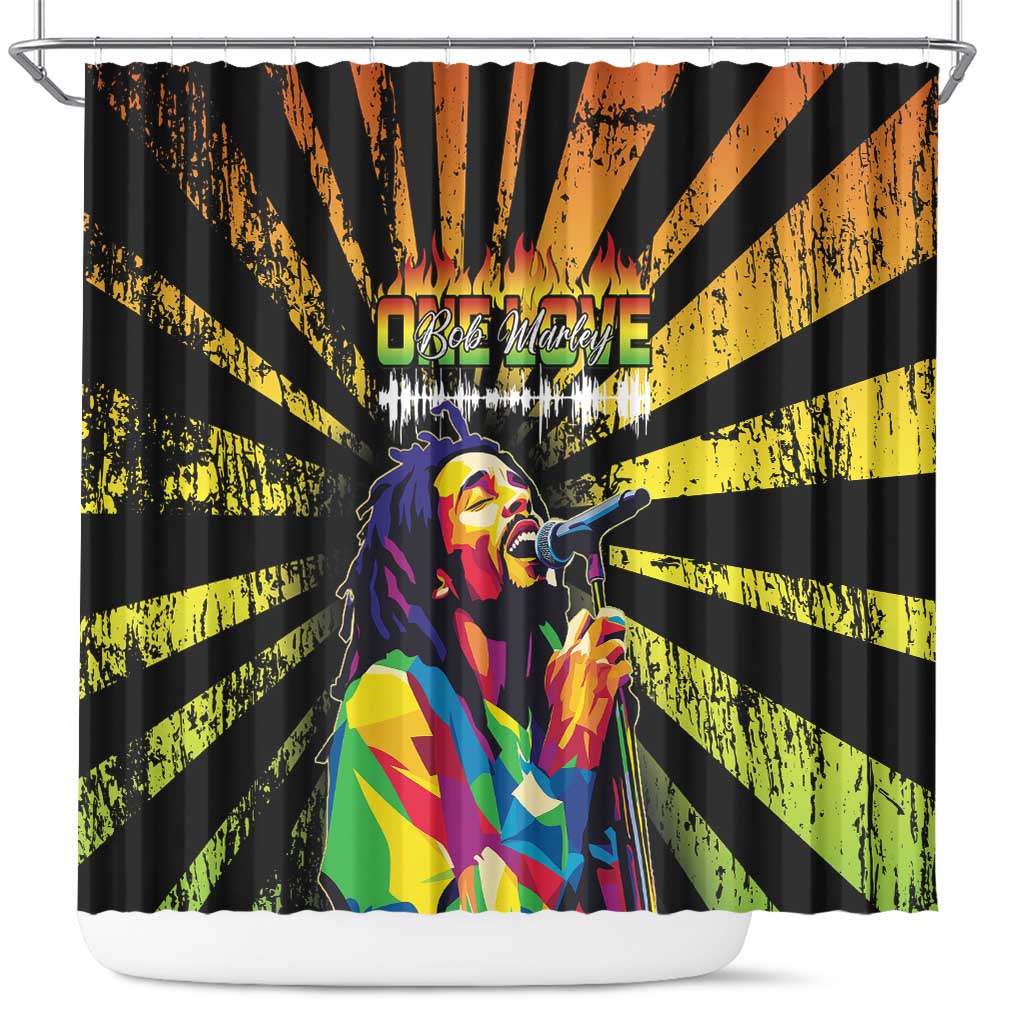 Reggae Legend Bob Shower Curtain Grunge Style