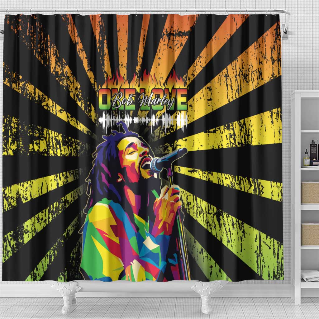 Reggae Legend Bob Shower Curtain Grunge Style