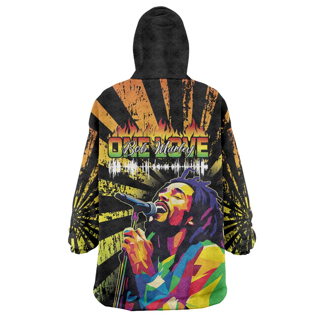 Reggae Legend Bob Wearable Blanket Hoodie Grunge Style - Wonder Print Shop