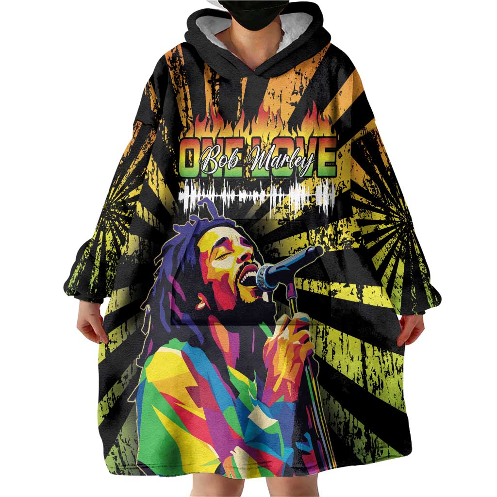 Reggae Legend Bob Wearable Blanket Hoodie Grunge Style - Wonder Print Shop