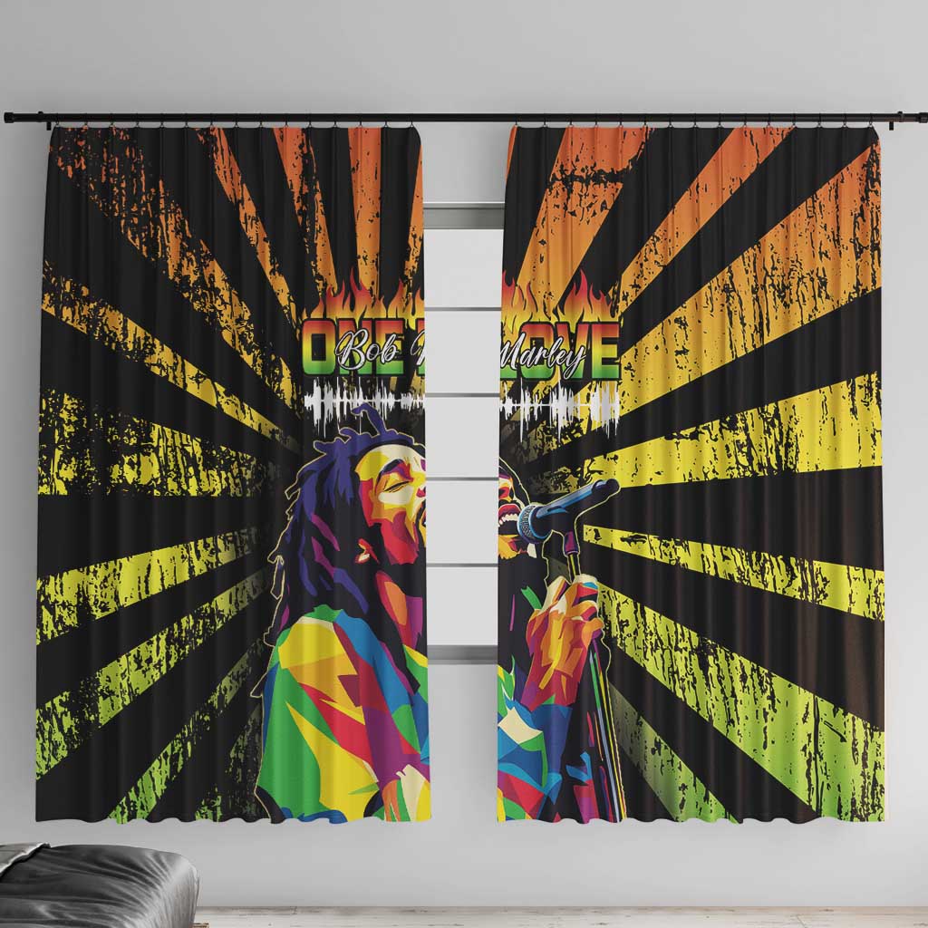 Reggae Legend Bob Window Curtain Grunge Style - Wonder Print Shop