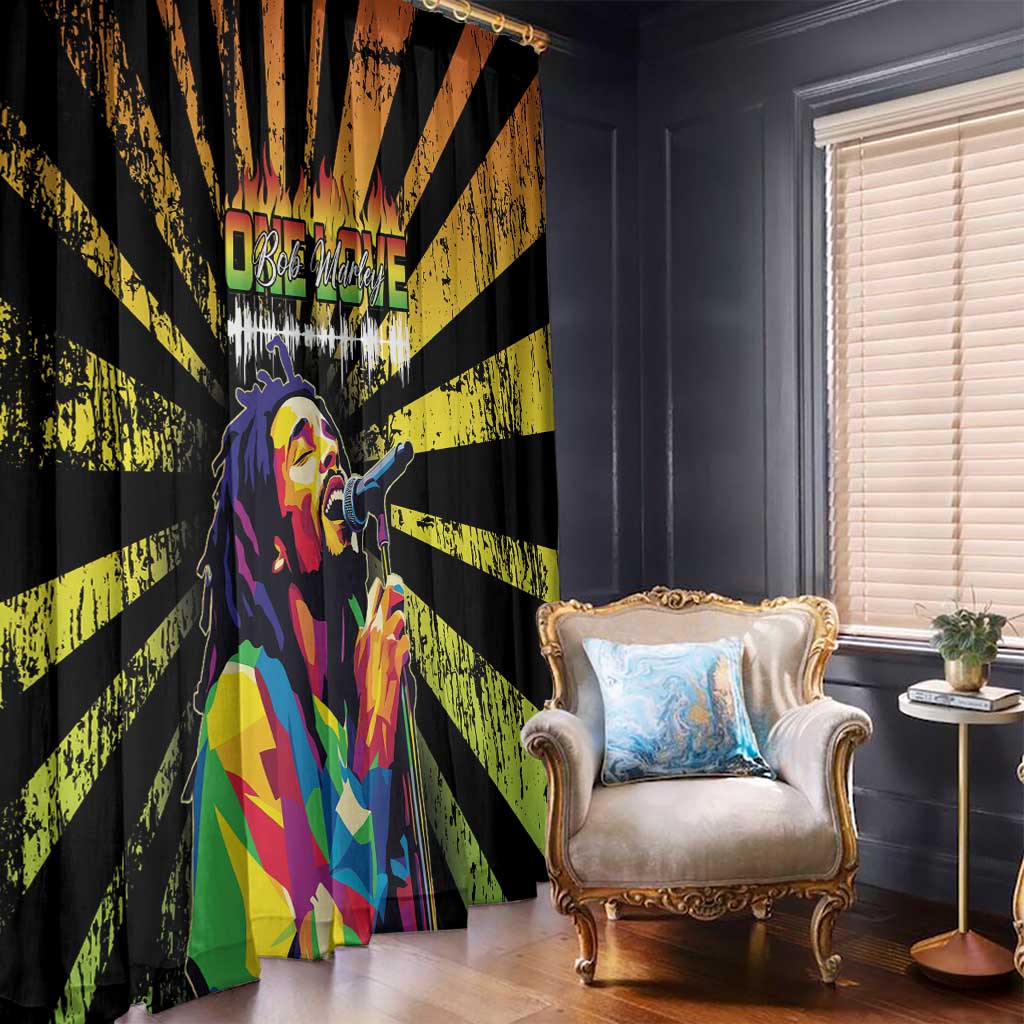 Reggae Legend Bob Window Curtain Grunge Style - Wonder Print Shop