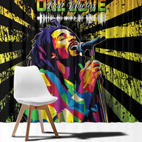 Reggae Legend Bob Window Curtain Grunge Style - Wonder Print Shop