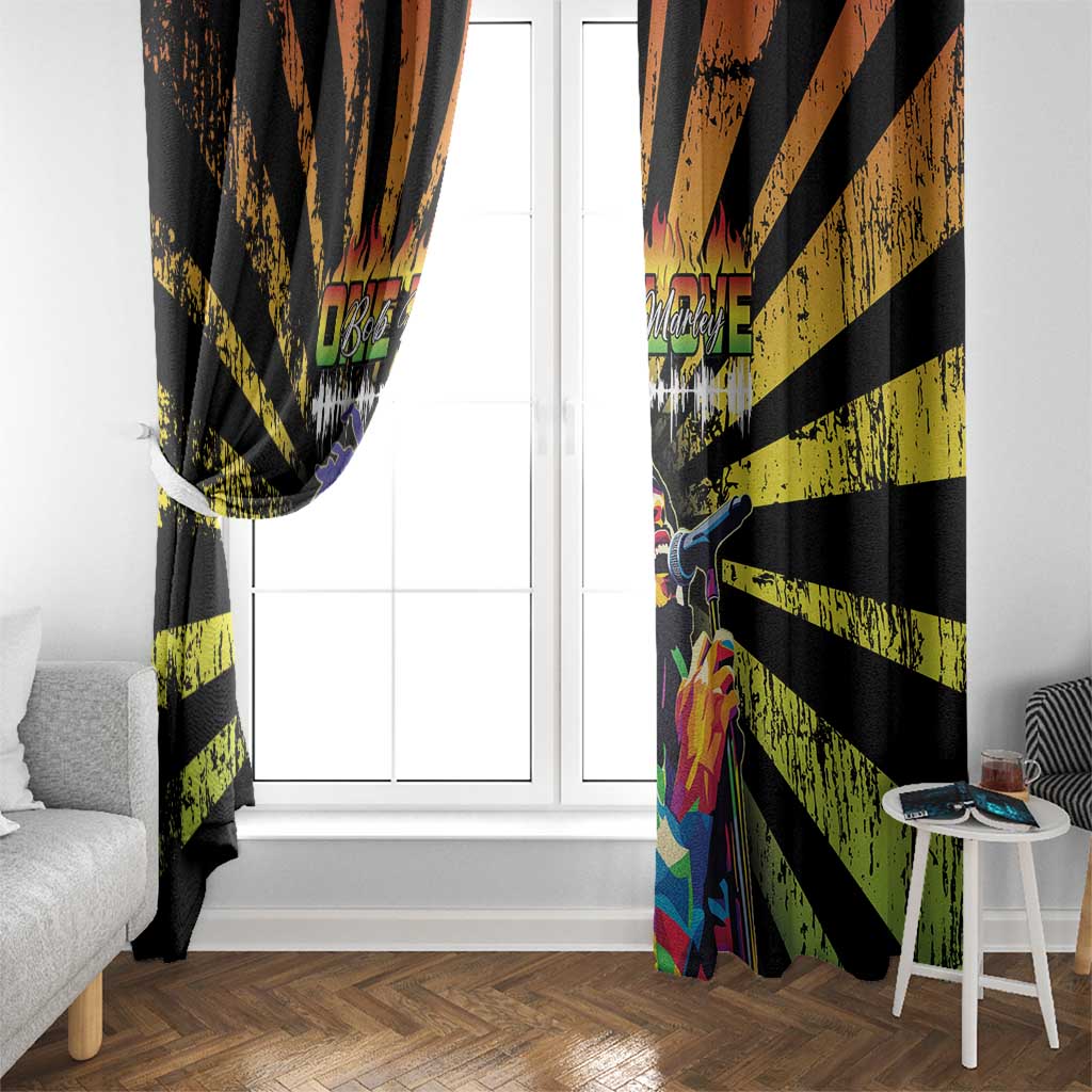 Reggae Legend Bob Window Curtain Grunge Style - Wonder Print Shop