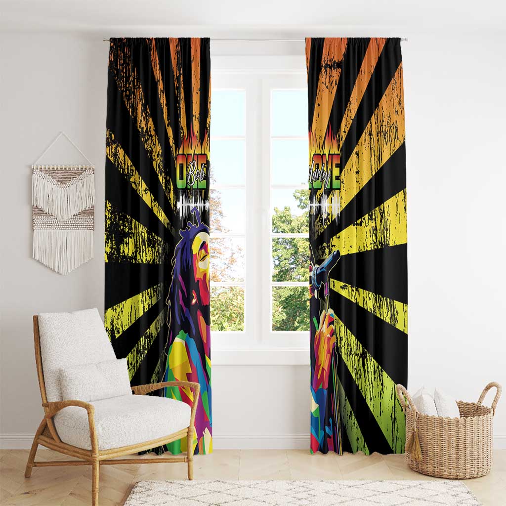 Reggae Legend Bob Window Curtain Grunge Style - Wonder Print Shop