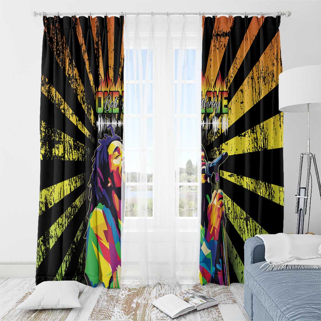 Reggae Legend Bob Window Curtain Grunge Style - Wonder Print Shop