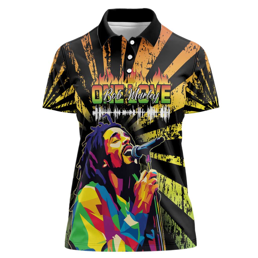 Reggae Legend Bob Women Polo Shirt Grunge Style - Wonder Print Shop