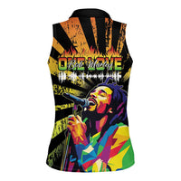 Reggae Legend Bob Women Sleeveless Polo Shirt Grunge Style - Wonder Print Shop