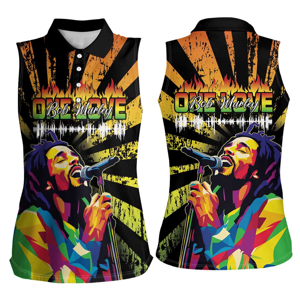 Reggae Legend Bob Women Sleeveless Polo Shirt Grunge Style - Wonder Print Shop