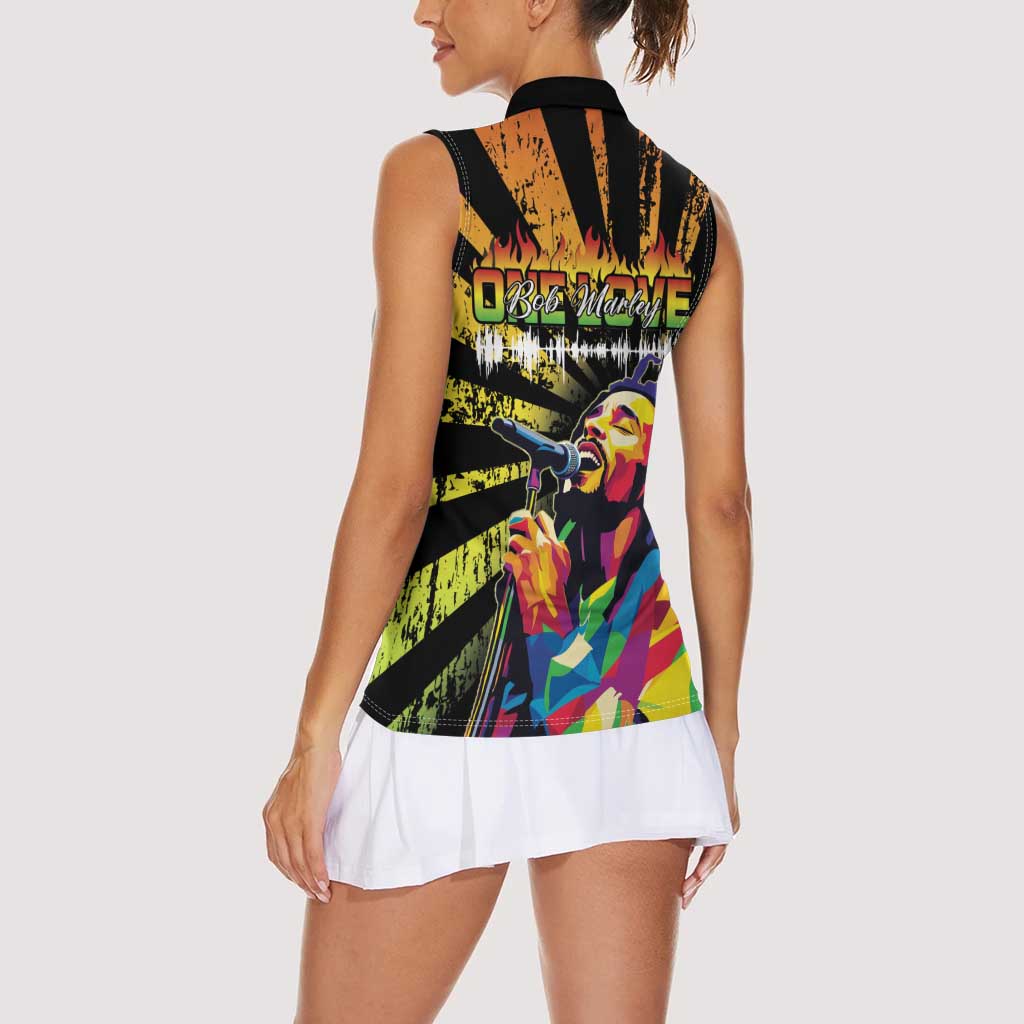 Reggae Legend Bob Women Sleeveless Polo Shirt Grunge Style - Wonder Print Shop