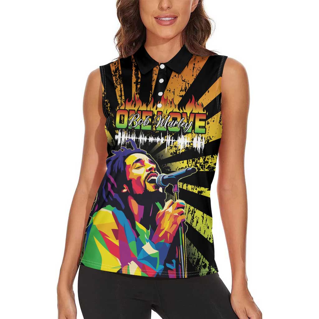 Reggae Legend Bob Women Sleeveless Polo Shirt Grunge Style - Wonder Print Shop