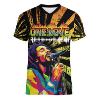 Reggae Legend Bob Women V-Neck T-Shirt Grunge Style - Wonder Print Shop