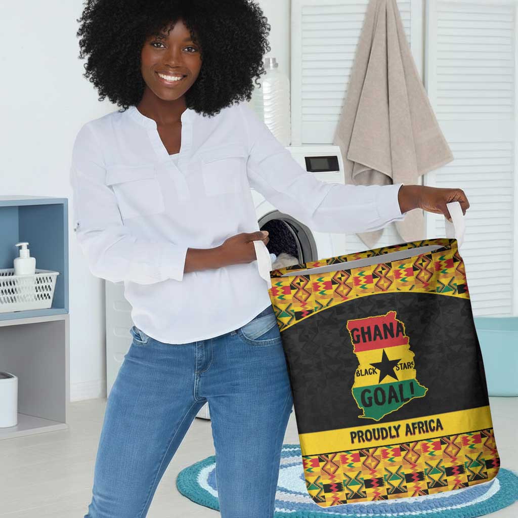Afro Ghana Football Laundry Basket Black Stars Never Fall - Kente Pattern - Wonder Print Shop