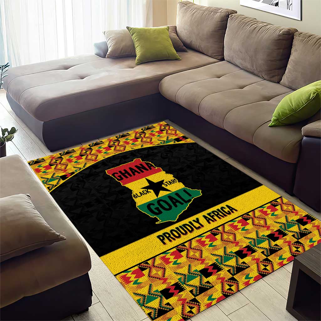 Afro Ghana Football Area Rug Black Stars Never Fall - Kente Pattern - Wonder Print Shop