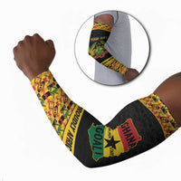 Personalized Afro Ghana Football Arm Sleeves Black Stars Never Fall - Kente Pattern - Wonder Print Shop