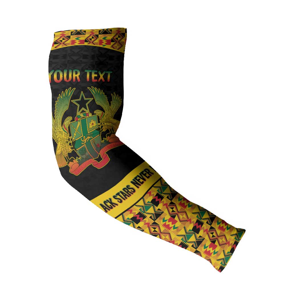 Personalized Afro Ghana Football Arm Sleeves Black Stars Never Fall - Kente Pattern - Wonder Print Shop