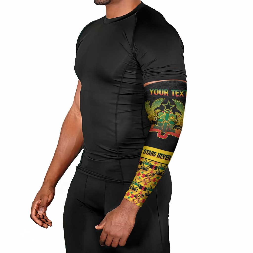 Personalized Afro Ghana Football Arm Sleeves Black Stars Never Fall - Kente Pattern - Wonder Print Shop