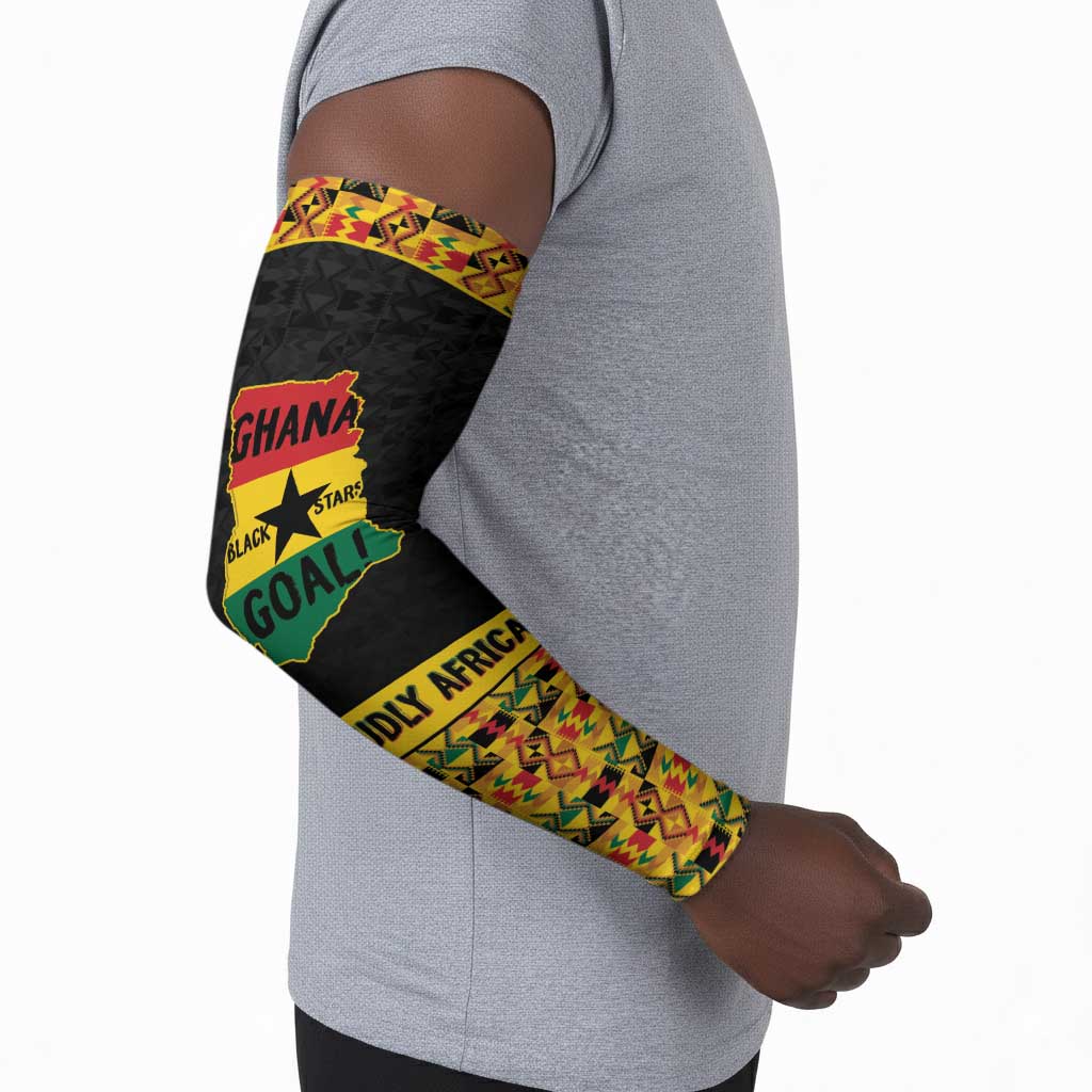 Personalized Afro Ghana Football Arm Sleeves Black Stars Never Fall - Kente Pattern - Wonder Print Shop