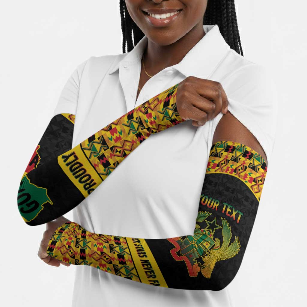 Personalized Afro Ghana Football Arm Sleeves Black Stars Never Fall - Kente Pattern - Wonder Print Shop