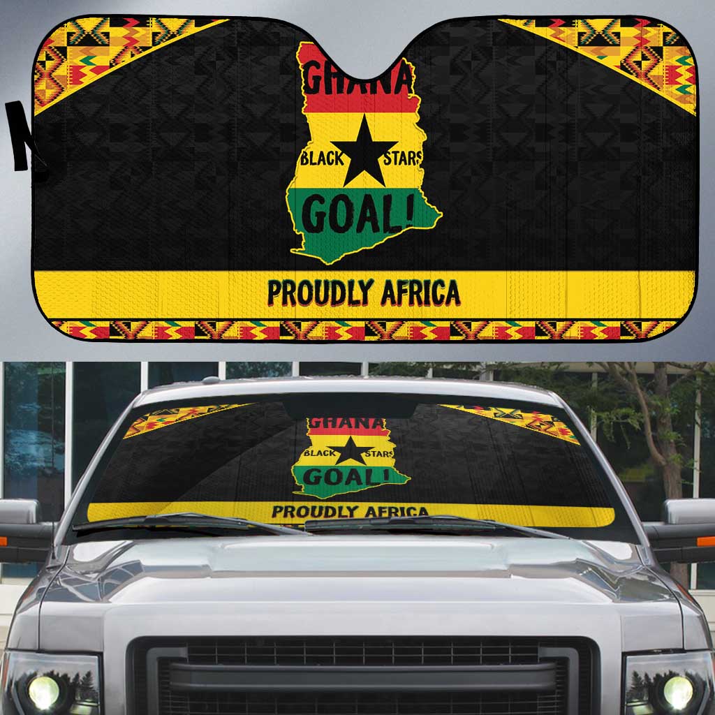 Afro Ghana Football Auto Sun Shade Black Stars Never Fall - Kente Pattern - Wonder Print Shop